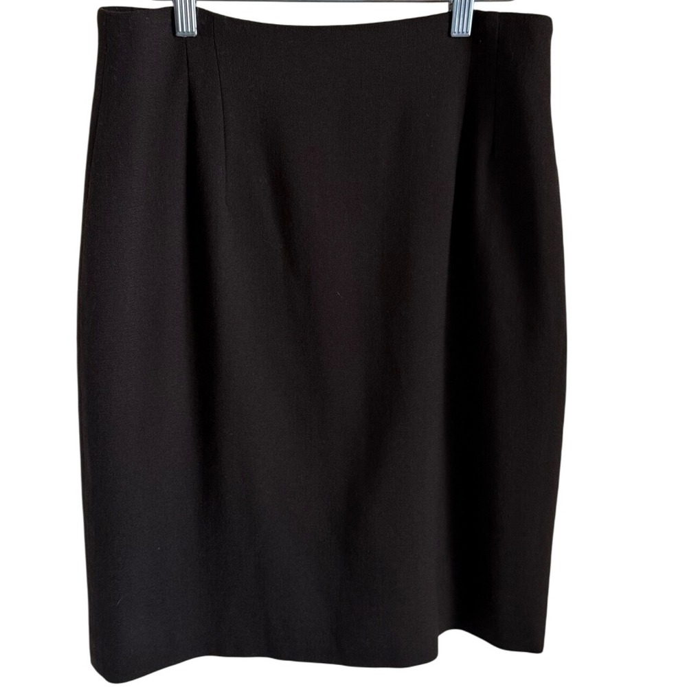 Quiet Luxury Old Money Black‎ Wool Skirt Lined Made USA Minimalist Classic 12